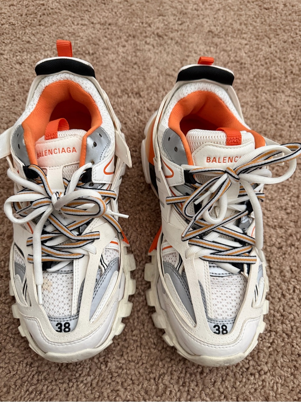Balenciaga White Sneakers with Orange Interior
